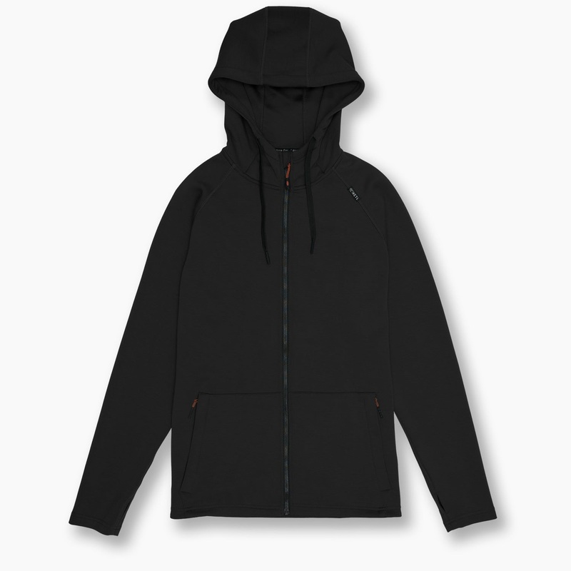 KETL Mtn Folly Active Travel Hoodie – Zipper Pockets, Stretchy, Breathable – Men’s Zip-Up V.2 Black Small