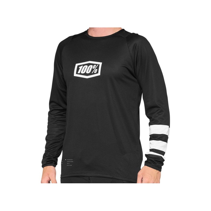 100% R-Core Long Sleeve MTB Jersey – Black-White Black – White Small