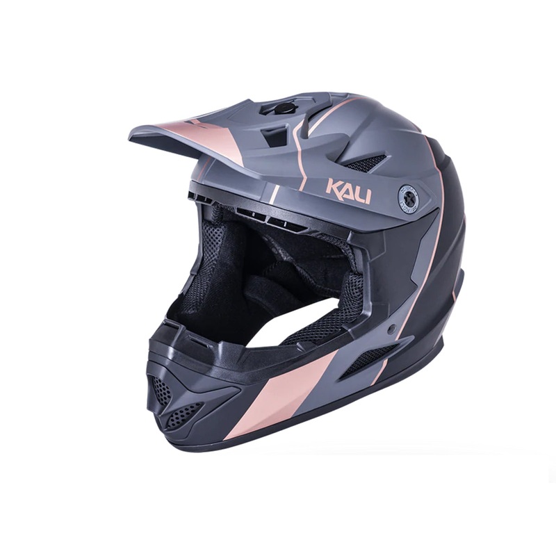Kali Zoka Full Face Helmet – Youth – Stripe Matt Black-Bronze Matt Black – Bronze Medium